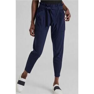 Athleta Skyline Paperbag Waist Jogger Pants Size 2 Navy Blue Lightweight Travel